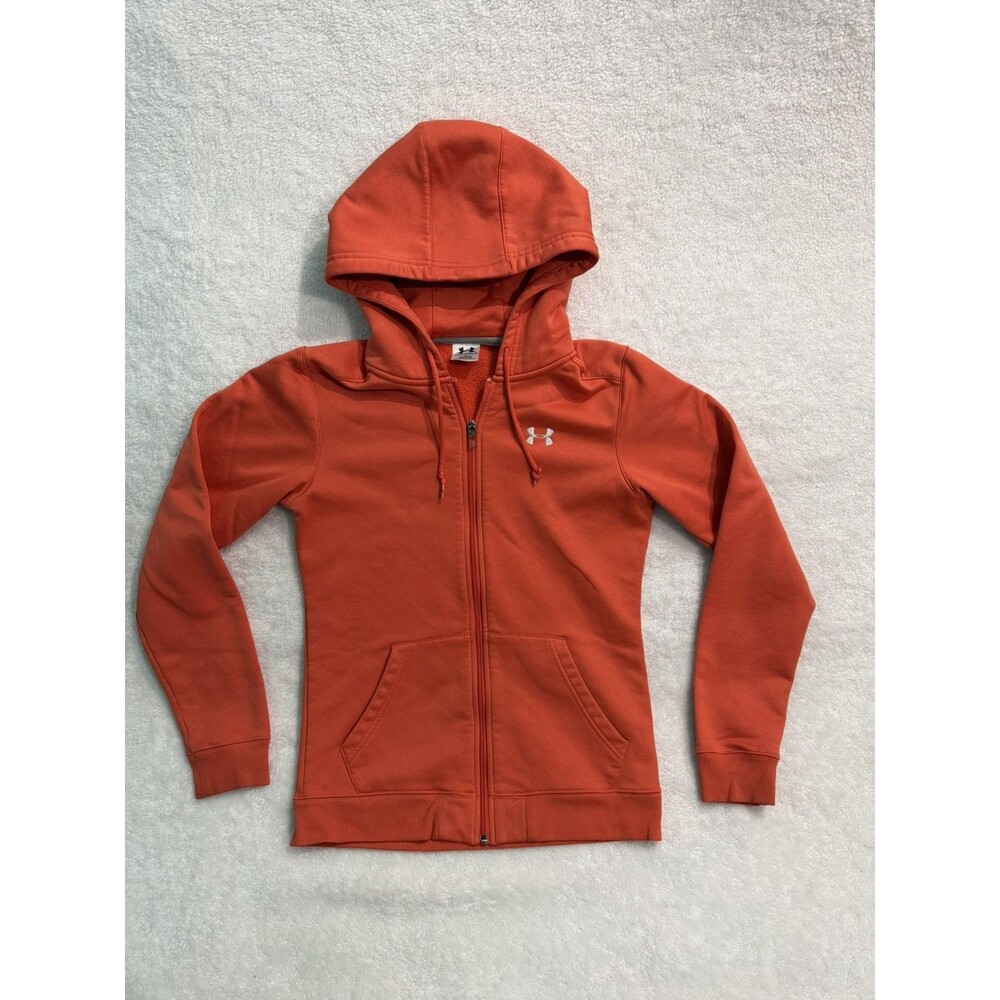 Under Armour Women's OrangeFull Zip Hoodie Small Hooded Long Sleeve Sweatshirt